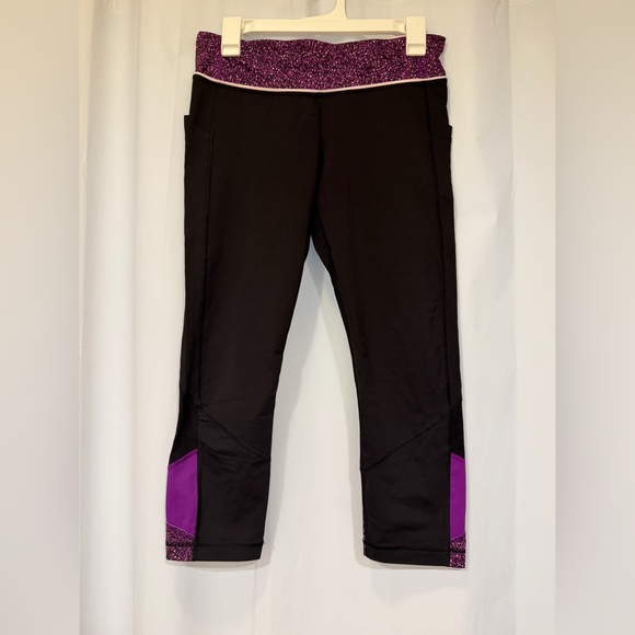 lululemon athletica Pants - LuluLemon Black Purple Capri Leggings